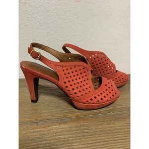 Clarks Artisan Donna Platform Heel Leather Slingback Heels Peeptoe US Size 5M